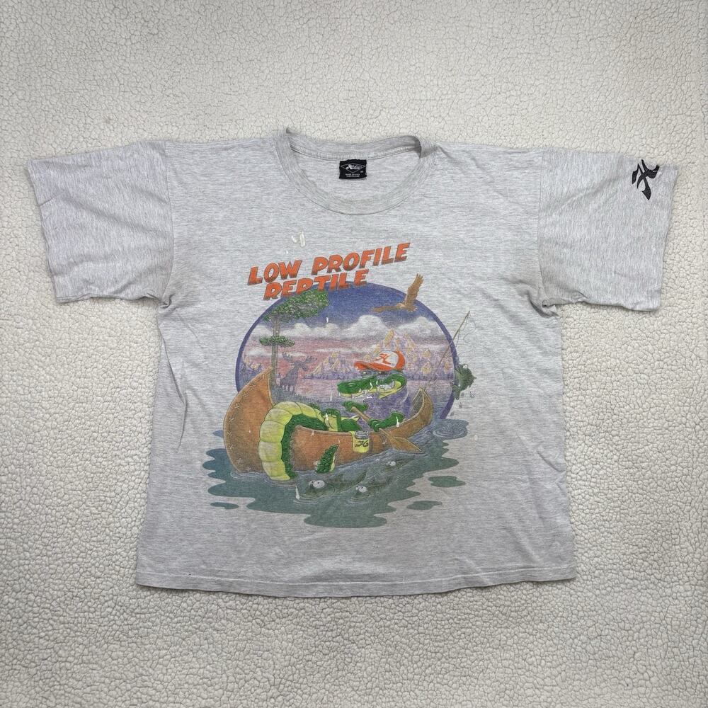 Vintage 80s 90s Hobie Graphic T-Shirt XL USA Single‎ Stitch Surf Fishing Gator